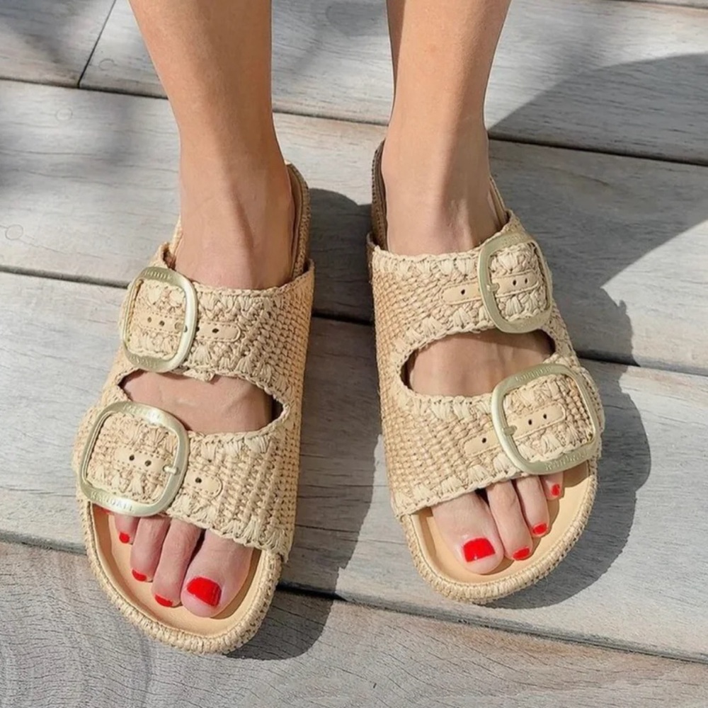 Loeffler Randall Theo Natural Straw Footbed Sandal